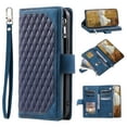 thumbnail image 1 of Premium Wallet Case for iPhone 16, Card Holder Lanyard & Crossbody Strap Zipper Pocket Kickstand Heavy Duty Protection Case Cover for iPhone 16, Blue, 1 of 8