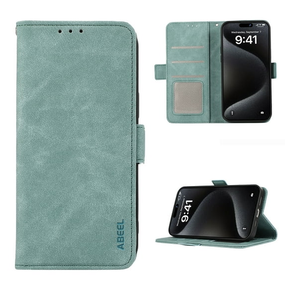 Premium Wallet Case for iPhone 12 Pro Max, RFID Blocking Credit Card Holder Retro PU Leather Phone Cover, Full Body Protection Anti-Scratch Flip Stand Purse Case for iPhone 12 Pro Max, Turquoiseblue