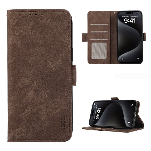 Premium Wallet Case for iPhone 13, RFID Blocking Credit Card Holder Retro PU Leather Phone Cover, Full Body Protection Anti-Scratch Flip Kickstand Purse Case for iPhone 13, Brown