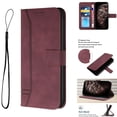thumbnail image 1 of Premium Wallet Case for iPhone 14 Pro, Credit Card Slots Holder Magnetic Clasp Flip Cover with Kickstand Soft Silicone Luxury PU Leather Shockproof Anti-Fingerprints Case,Winered, 1 of 8