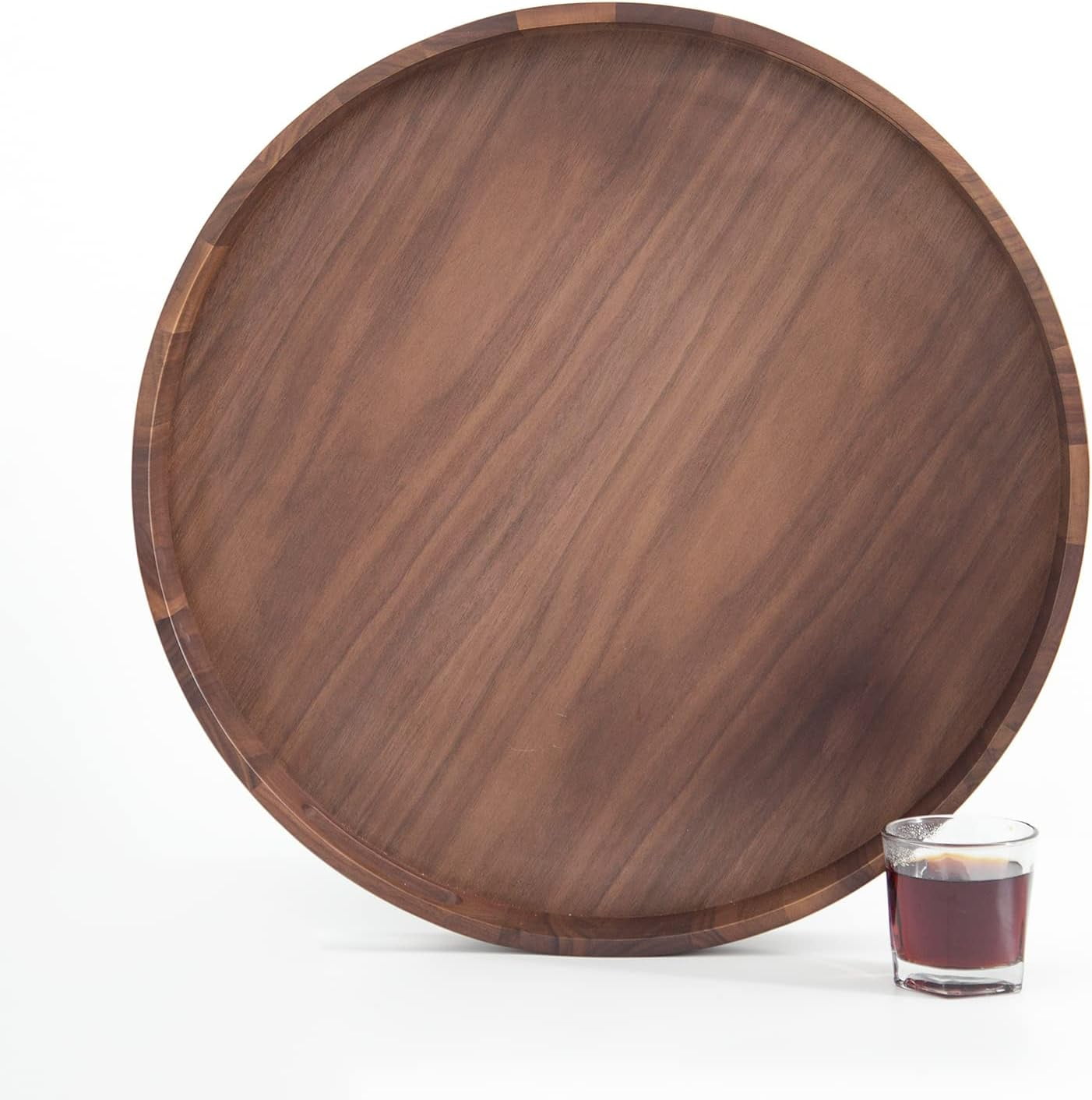 Premium Walnut Extra Large Round Serving Tray 20INCH Giant Serving
