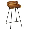 thumbnail image 1 of Premium Walnut Solid Wood 26" Counter Height Stools with Back Support, Metal Legs - Industrial Rustic Style Home Bar Furniture - Ergonomic, Counter Height - 26-inch Height - 1 Stool, 1 of 5