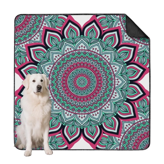 Premium Washable Dog Pee Pads, 72" x72" Mandala Pattern, Reversible Absorbent Training Pads for Puppies, Non-Skid Pet Floor Mat for Crates