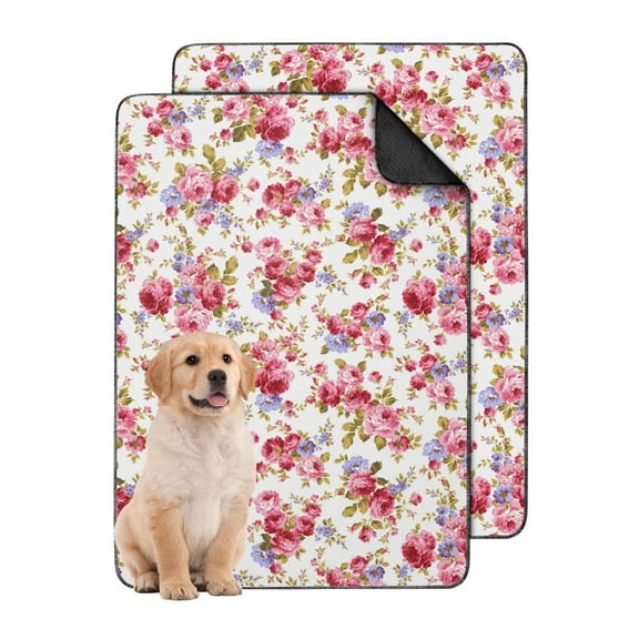 Premium Washable Dog Potty Mats 24x35 Inch, 2-Pack Floral Design Pads with Advanced Absorption System