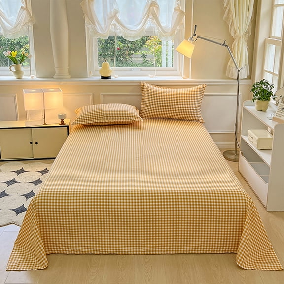 Premium Washed Cotton 3pc Bedding Set - Deep Pocket Fitted Sheet 220x230cm & 2 Pillowcases 48x74cm,Bed Sheets for Bed, Ultra Soft Breathable Hotel Bed Linens, Wrinkle Resistant Easy Care Gift Set