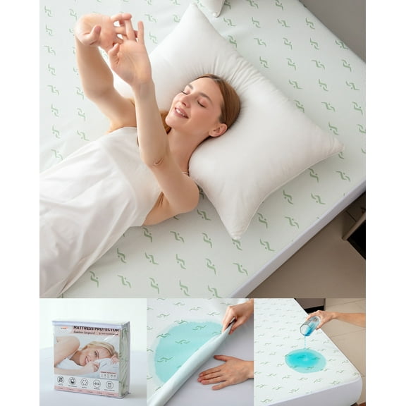 Premium Waterproof Bamboo Mattress Protector – Twin Size Cooling, Ultra-Soft, Breathable & Noiseless Bed Cover, Fits Up to 22” Deep Pocket, Washable & Skin-Friendly Protection