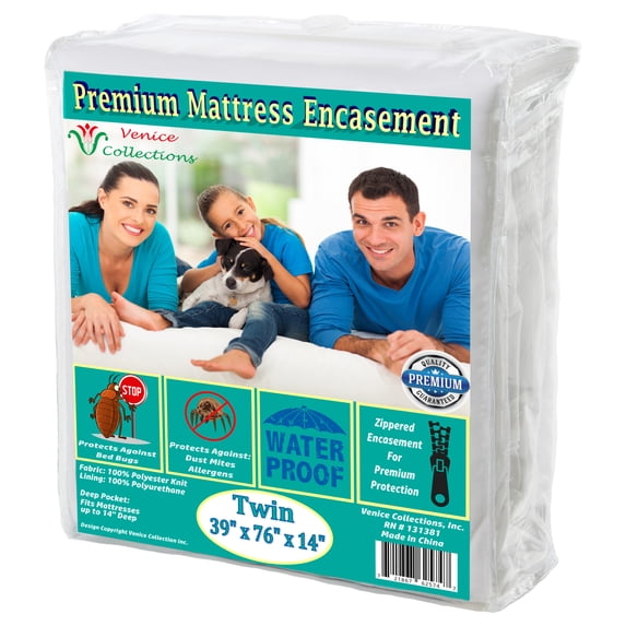 Premium Waterproof & Bed-Bug Proof Mattress protector 150 GSM Fabric Zippered Encasement Cover Twin