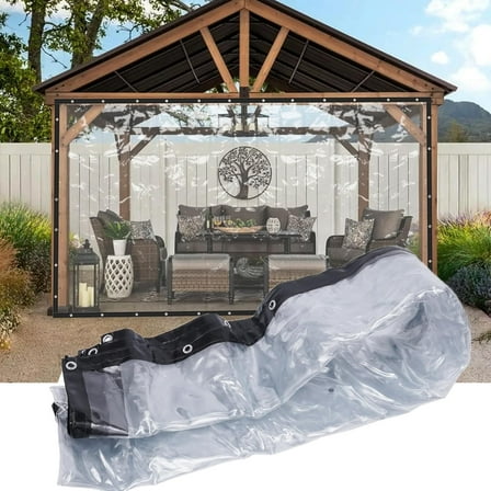 Premium Waterproof Clear Awning, Roll up Clear Patio Enclosure for Tents, Awnings, and Canopies,  Grade Vinyl Curtains for Patio, Black (8x20 Feet)