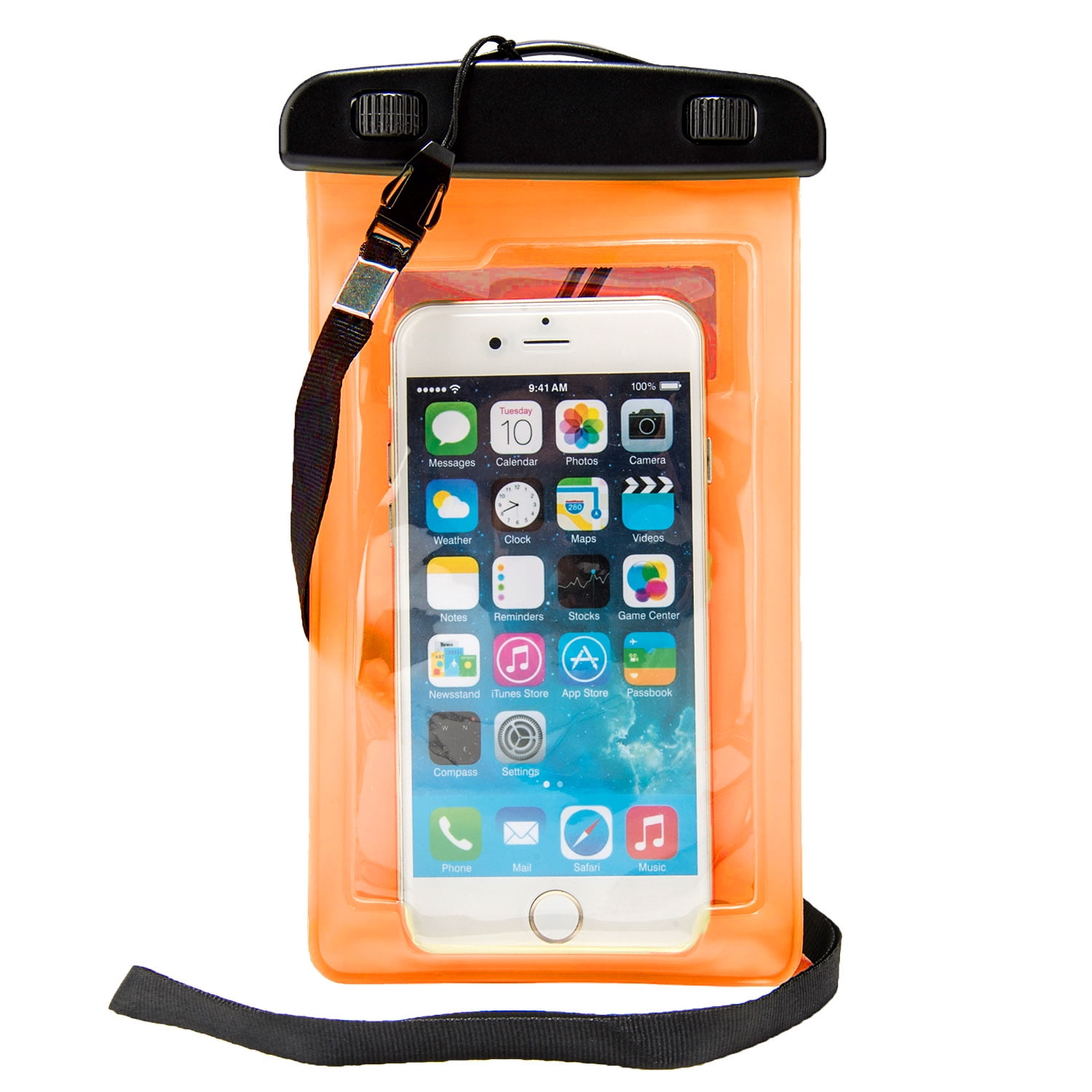 Premium Waterproof Interlocking Seal Carrying Case for Apple iPhone 8 Plus / 7 Plus / 6 Plus with Fastening Strap