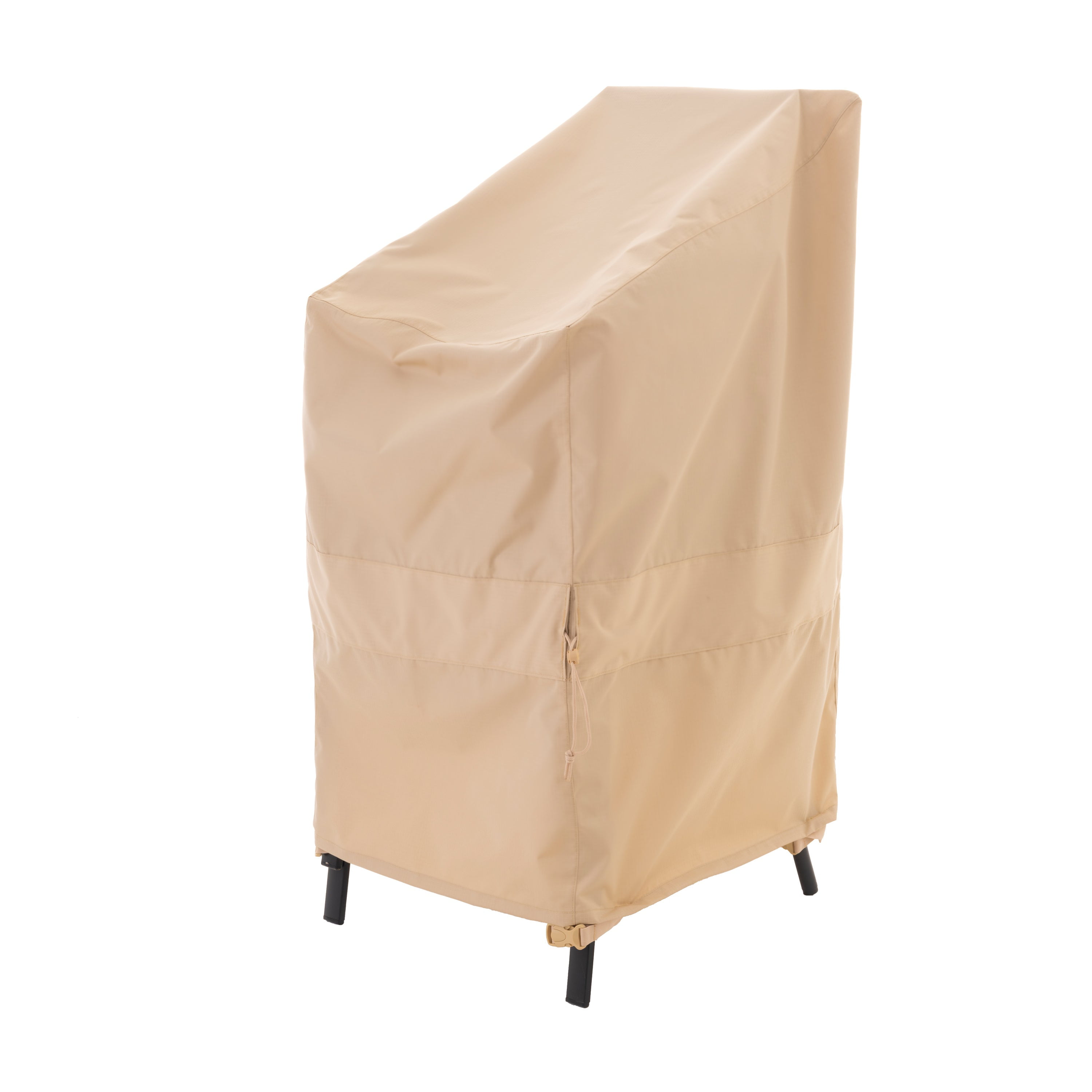 Beige Waterproof Rip-Stop Outdoor Patio Chair Cover, 45" H x 28" W x 36" D