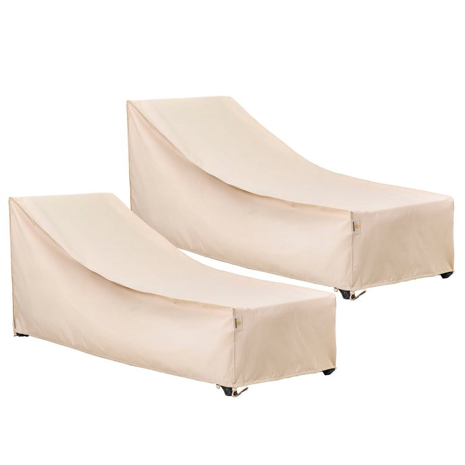 Beige Waterproof Polyurethane Patio Chaise Lounge Covers, Set of 2