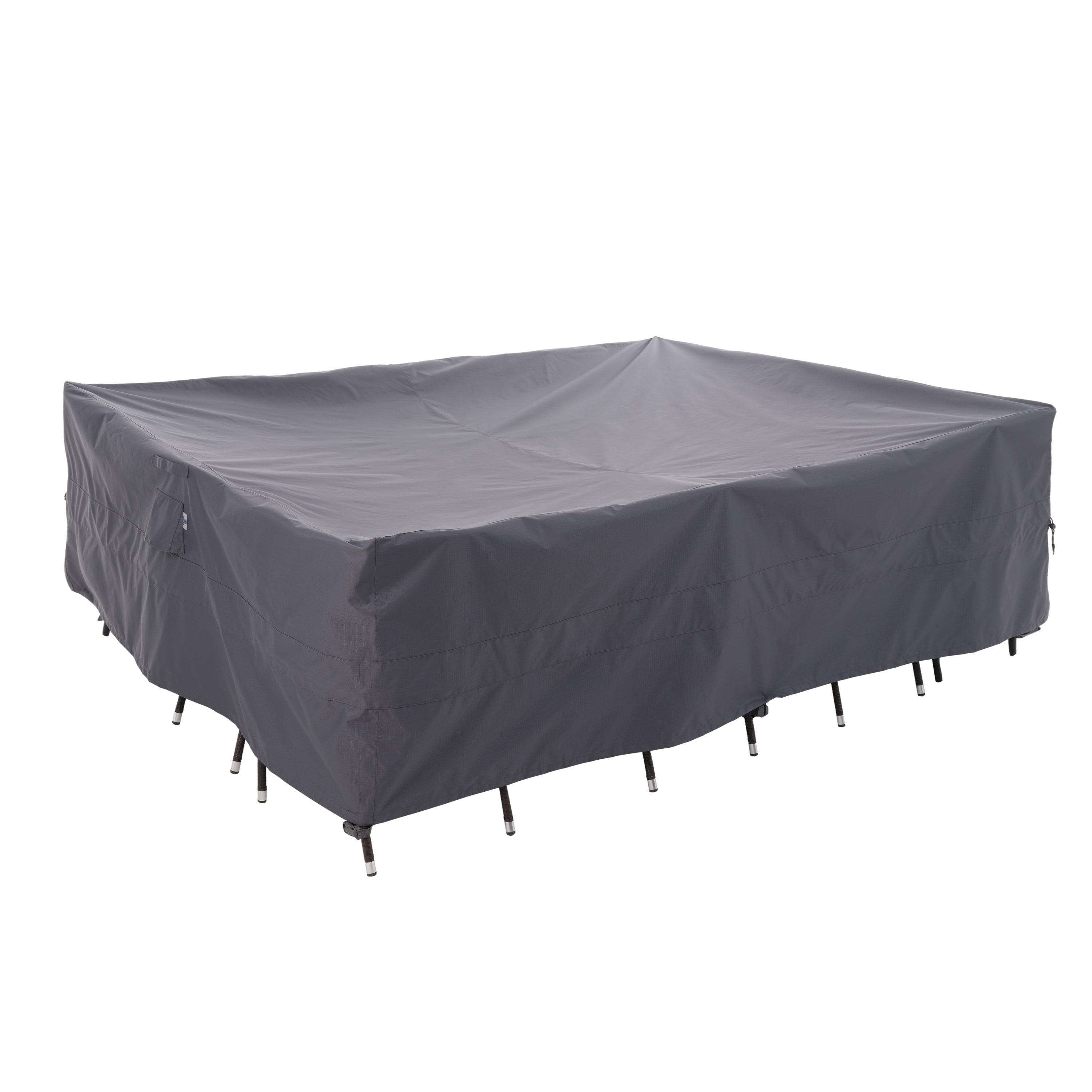 Extra Large Gray Waterproof Ripstop Patio Table Cover with Elastic Closure