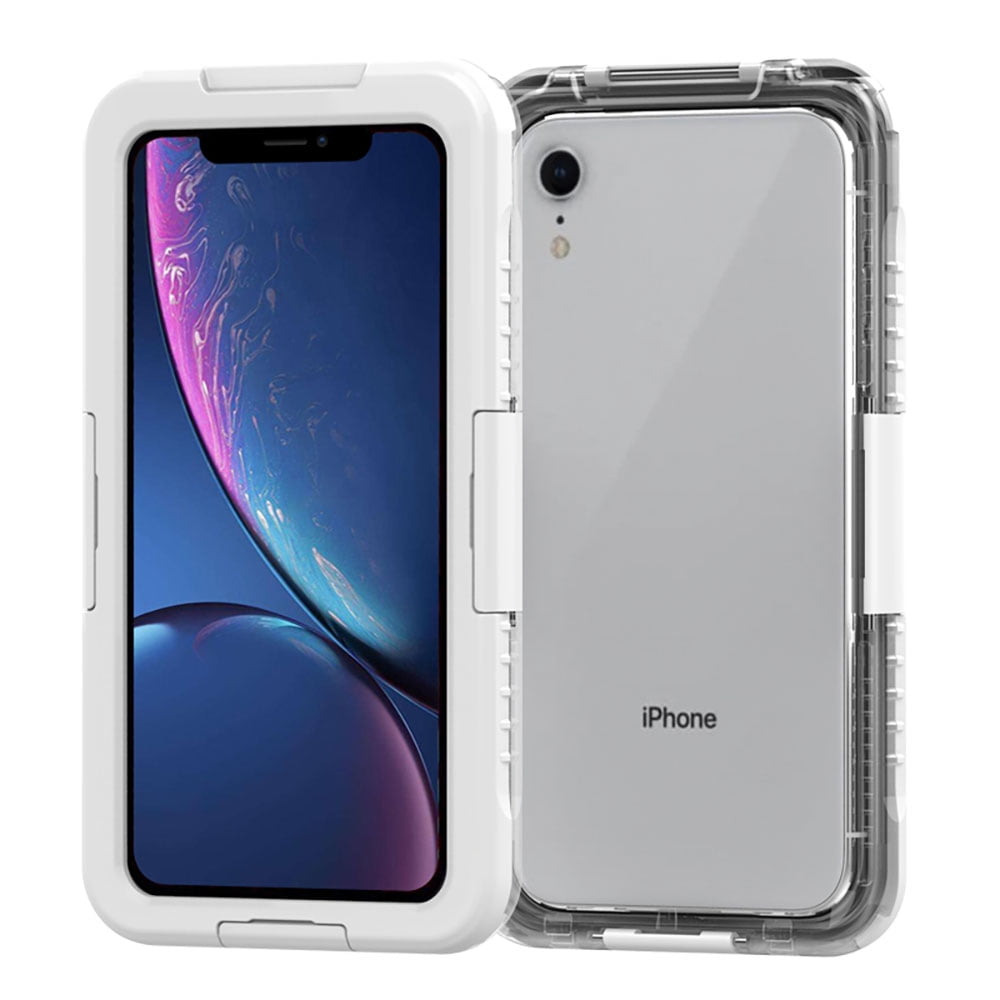 Premium Waterproof Sealed Hard Case for Apple iPhone XR with Plastic Screen Cover For Swimming, Camping, Outdoor Use (White)