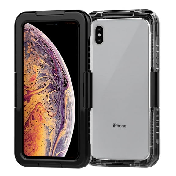 Premium Waterproof Sealed Hard Case for Apple iPhone XS / X with Plastic Screen Cover For Swimming, Camping, Outdoor Use (Black)