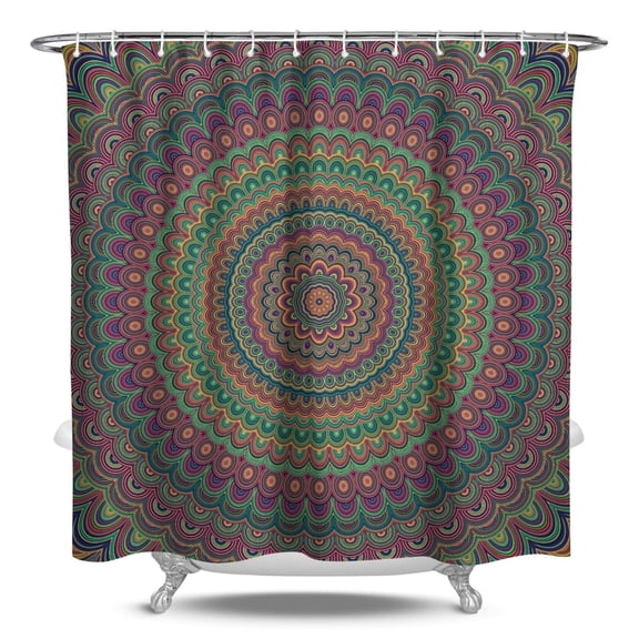 Premium Waterproof Shower Curtain 84x72 Inches Indian Zen Spiritual Mandala Pattern Fade-Resistant Quick Dry Machine Washable Bathroom Drapes