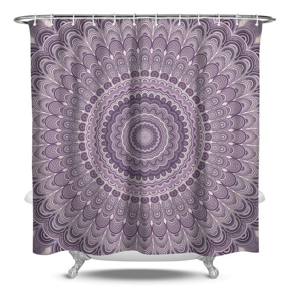 Premium Waterproof Shower Curtain 84x72 Inches Indian Zen Spiritual Mandala Pattern Fade-Resistant Quick Dry Machine Washable Bathroom Drapes