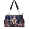 thumbnail image 1 of Premium Western Rhinestone Suede Leather Womens Handbag Purse With Cross In Multi Colors, 1 of 4
