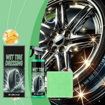 Premium Wet Tire Dressing Kit – 120ml Tire Shine Spray with Microfiber Cloth, Provides Long-Lasting Gloss Finish and Protection, Easy to Use Tire Care Set