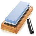 thumbnail image 1 of Premium Whetstone Knife Sharpening Stone 2 Side Grit 1000/6000 Best Whetstone Sharpener NonSlip Bamboo Base & Angle Guide, 1 of 6