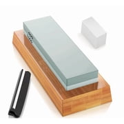 Premium Whetstone Sharpening Stone 2 Side Grit 400/1000-Whetstone Knife Sharpener with Flattening Stone & NonSlip Rubber Base