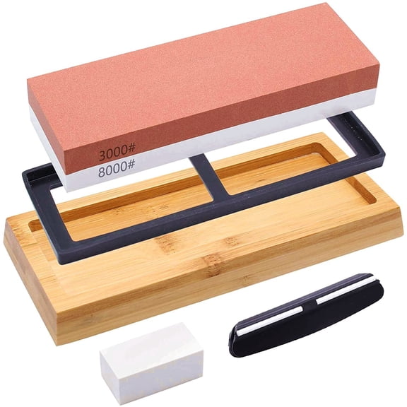 Premium Whetstone Sharpening Stone Kit 2-Sided Grit 3000/8000 Waterstone Set