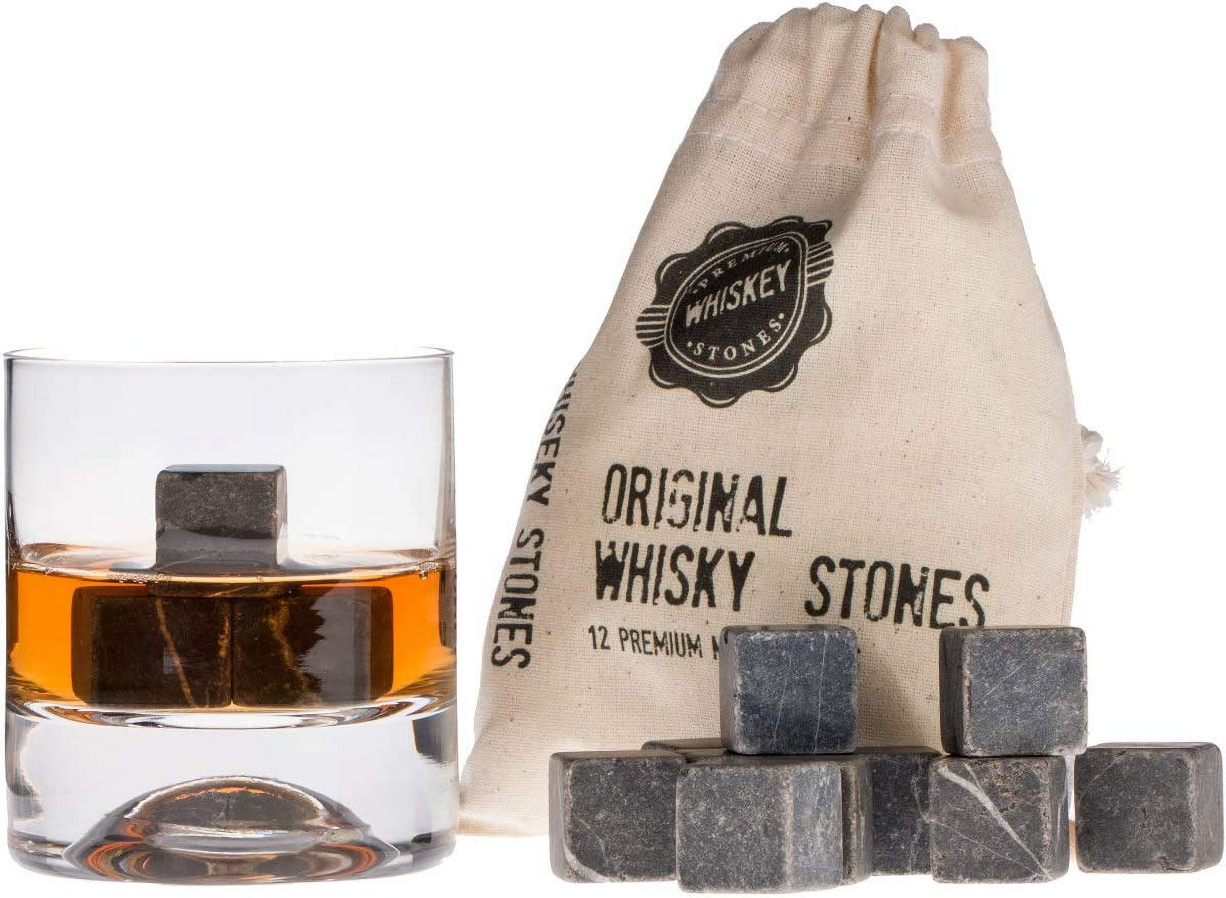 Catrinaz® - Luxury skull whiskey stones - Tequila stones - stainless steel  - 4 pieces - Gold color - Unique design - Reusable ice cubes - Velvet  storage bag