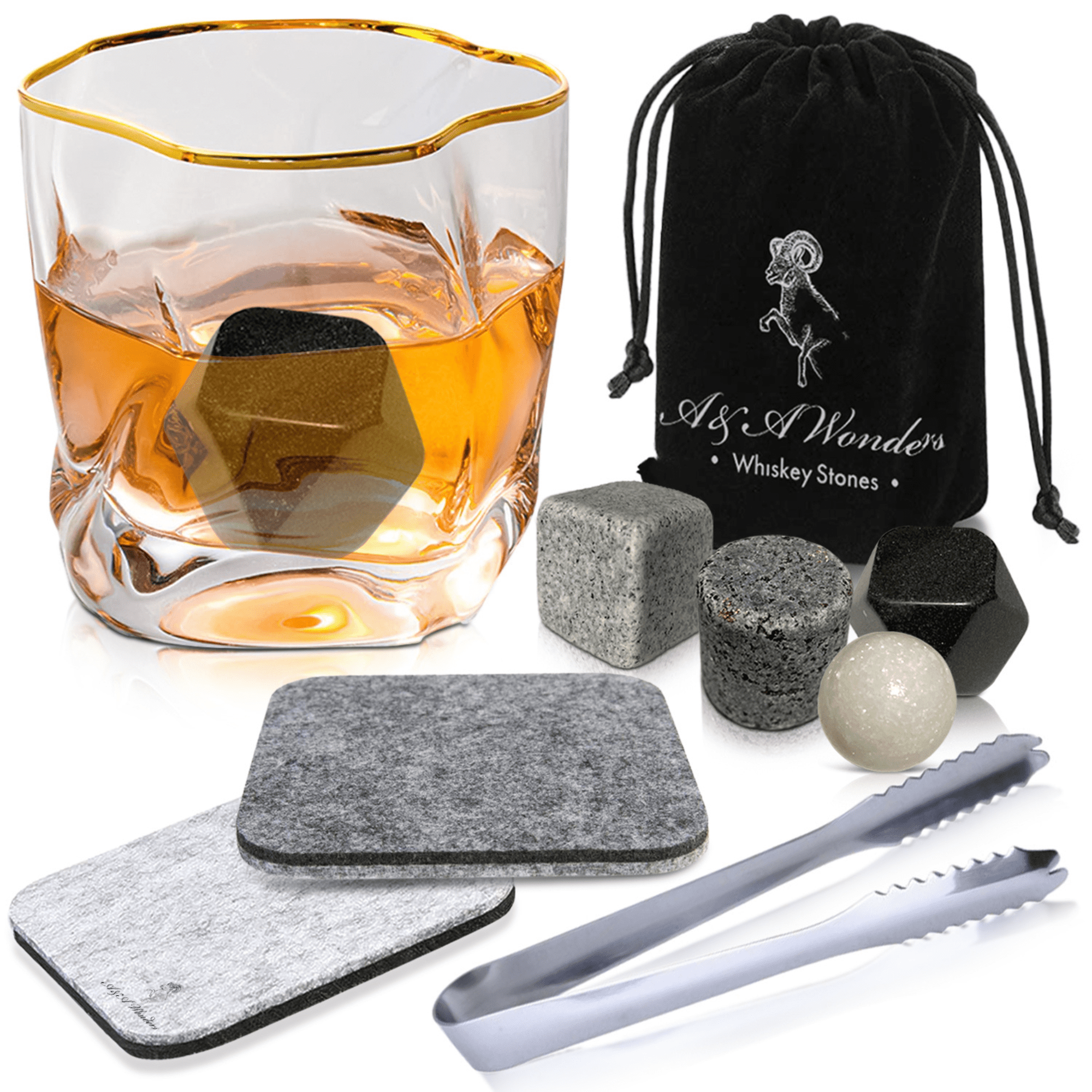 Premium Granite Whiskey Stones Set with Velvet Pouch