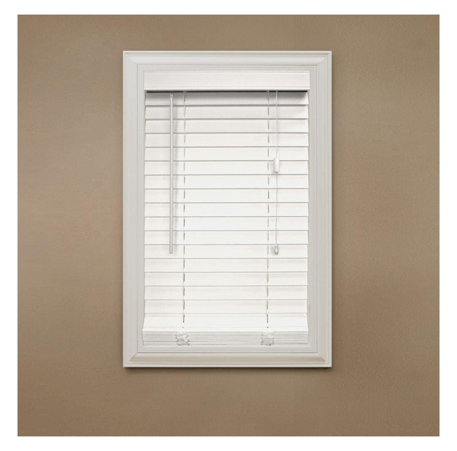 Premium White 2" Inch Faux Wood Blind 56 1/2" W x 64 L (Actual Size 56