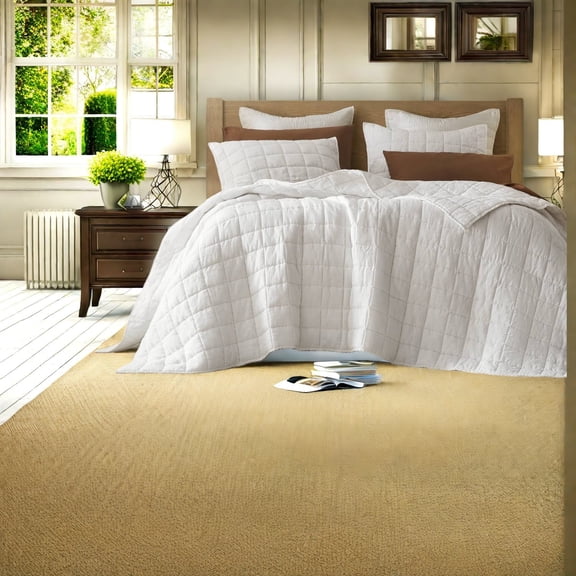 Premium White 3Piece Linen Bedding Set Modern Design for All Seasons