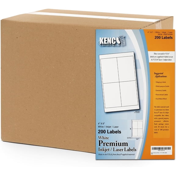 Premium White Address Shipping UPC Laser/Inkjet Labels (4" X 6" 4000 Labels)