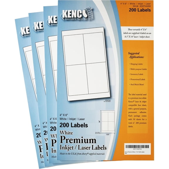 Premium White Address Shipping UPC Laser/Inkjet Labels (4" X 6" 800 Labels)