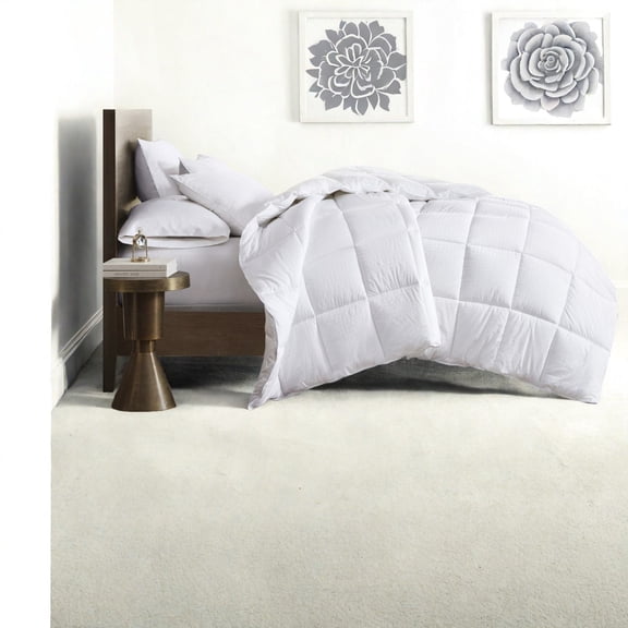 Premium White Cotton Bedding Sets Down Alternative Comforter with Dobby Pattern Full/Queen Size for Home Comfort