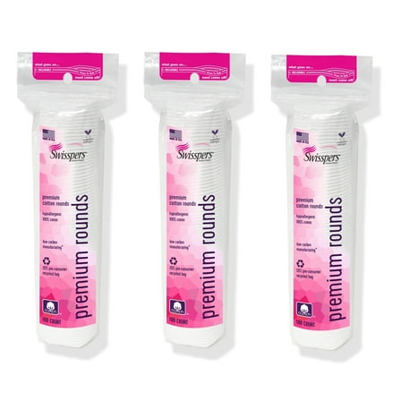 Swisspers Premium Cotton Rounds, 100 Pad 3-Pack (total of 300 Count)