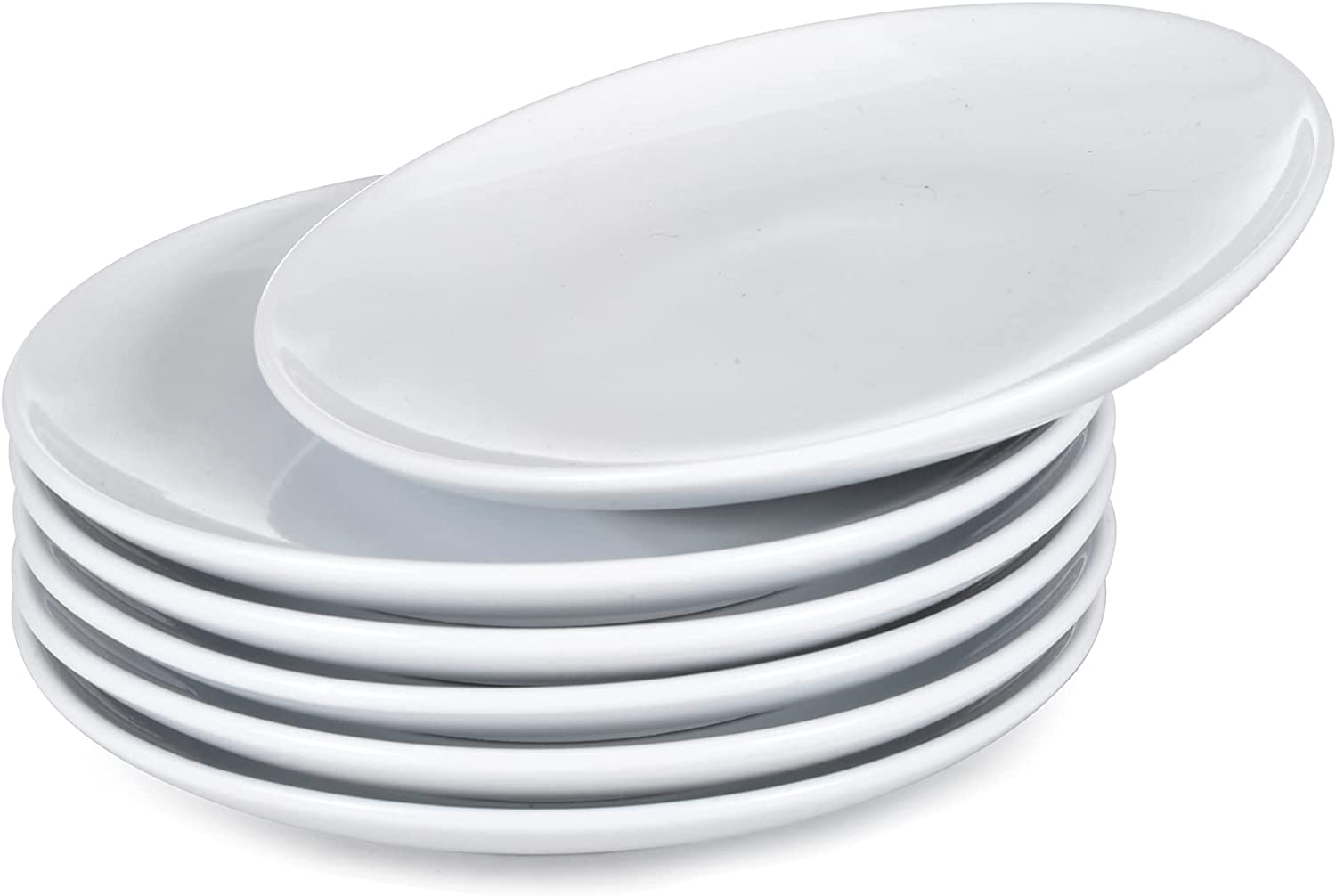Premium White Porcelain Dessert Plates Set of 6 6.5 Inches Elegant