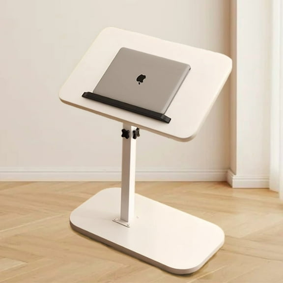 Premium White Side Table: Adjustable 17.52"-29.92"H, 15.75"x 11.81" Thick Top, 15 KG Ideal for Bedside/Sofa/Small Spaces, Reading/Work