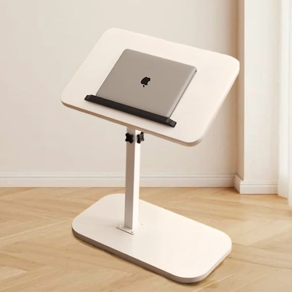 Premium White Side Table, Adjustable 17.52"-29.92"H, 15.75"x11.81" Thick Top, 15 kg, Ideal for Bedside/Sofa/Small Spaces