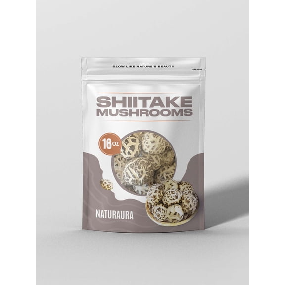 Premium Whole Organic White Flower Dried Shiitake Mushrooms - Great Healthy, Nutritious & Umami Rich Protein Substitute, Vegan, Keto Friendly, Gluten Free - Grade AAA - by NATURAURA (16 Oz)