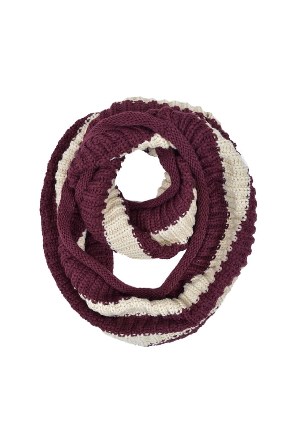 Premium Winter Knit Striped Infinity Loop Circle Scarf
