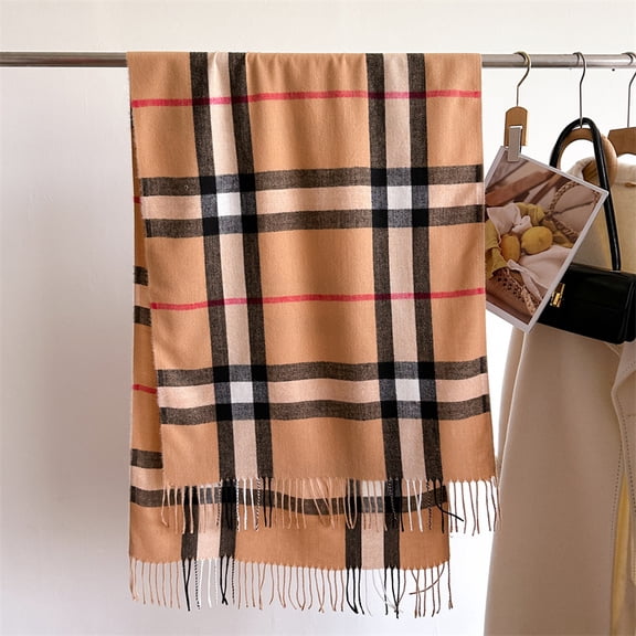 Premium Winter Plaid Scarf with Fringe, Ultra Soft & Warm Wrap for Women & Men,200*68cm,1