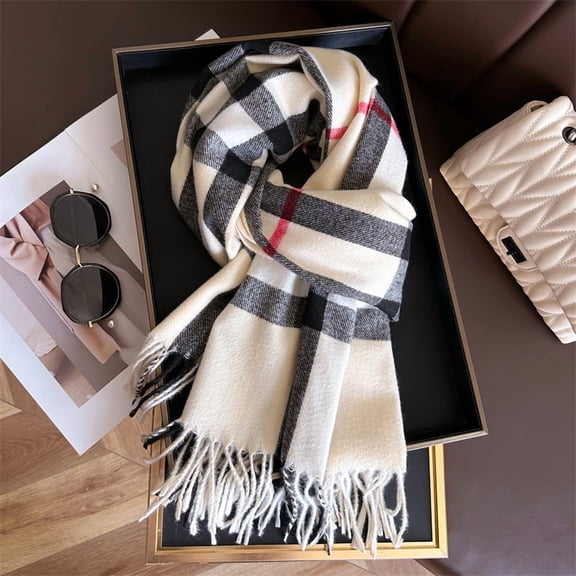 Premium Winter Plaid Scarf with Fringe, Ultra Soft & Warm Wrap for Women & Men,200*68cm,8