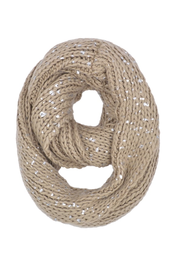 Premium Winter Silver Flakes Rib Knit Soft Infinity Loop Circle Scarf