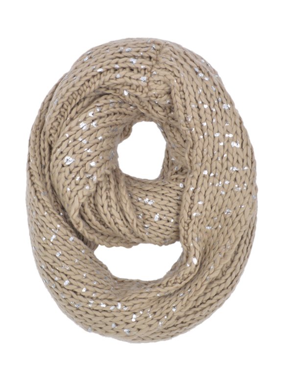 Premium Winter Silver Flakes Rib Knit Soft Infinity Loop Circle Scarf