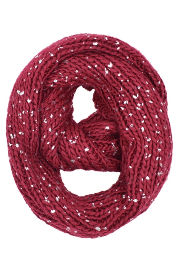 Premium Winter Silver Flakes Rib Knit Soft Infinity Loop Circle Scarf