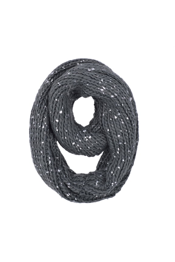 Premium Winter Silver Flakes Rib Knit Soft Infinity Loop Circle Scarf