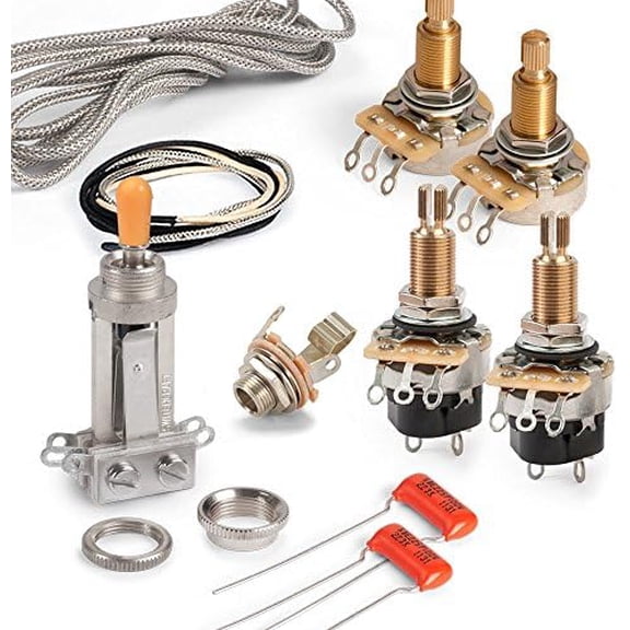 Premium Wiring Kit for Gibson Les Paul with Push-pull Pots, Long-shaft CTS Pots and Chrome Switchcraft Switch$$Music