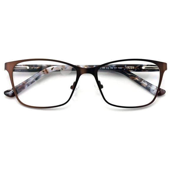 Premium Women Fashion Stainless Steel Reading Glasses Frame Clear Lens Metal Reader With Acetate Temple