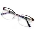 thumbnail image 1 of Premium Women's Round Half Rim Optical Frame Reading Glasses - Clear Lens Metal Eyeglasses Readers /w Case, 1 of 4