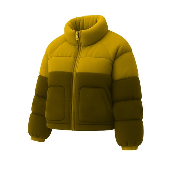 Premium Womens Puffer Jacket Lightweight Quilted Down Water-Repellant Mustard-L