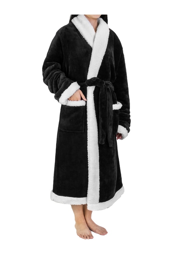 Premium Womens Sherpa Fleece Robe | Luxurious Soft, Warm, Plush Bathrobe