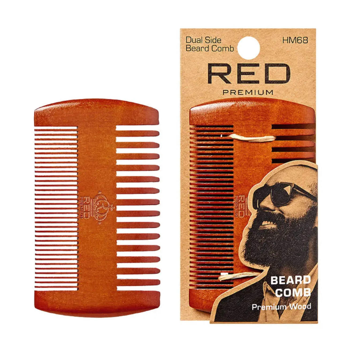 Premium Wood Dual Side Beard Comb by Red by Kiss [HM68] - Walmart.com
